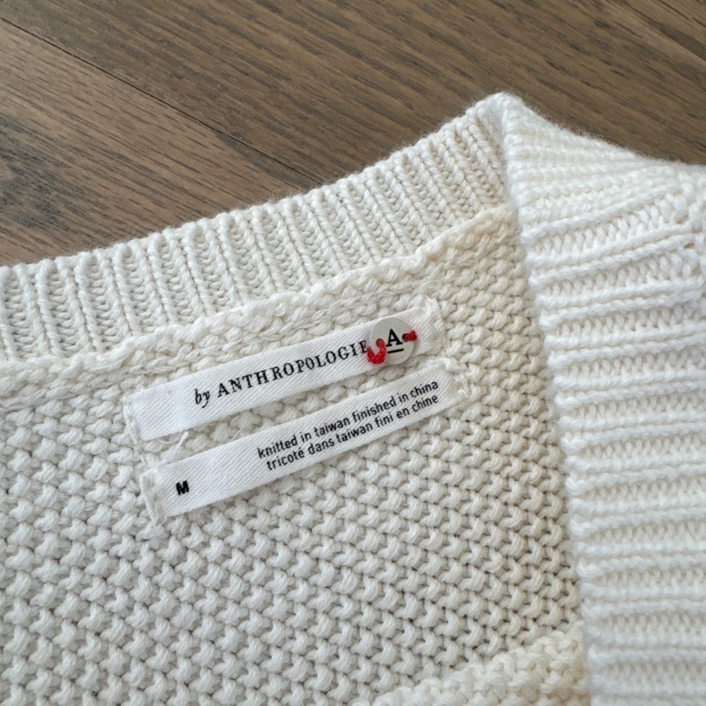 Anthropology off white V Neck Sweater Size M - Picture 2 of 3
